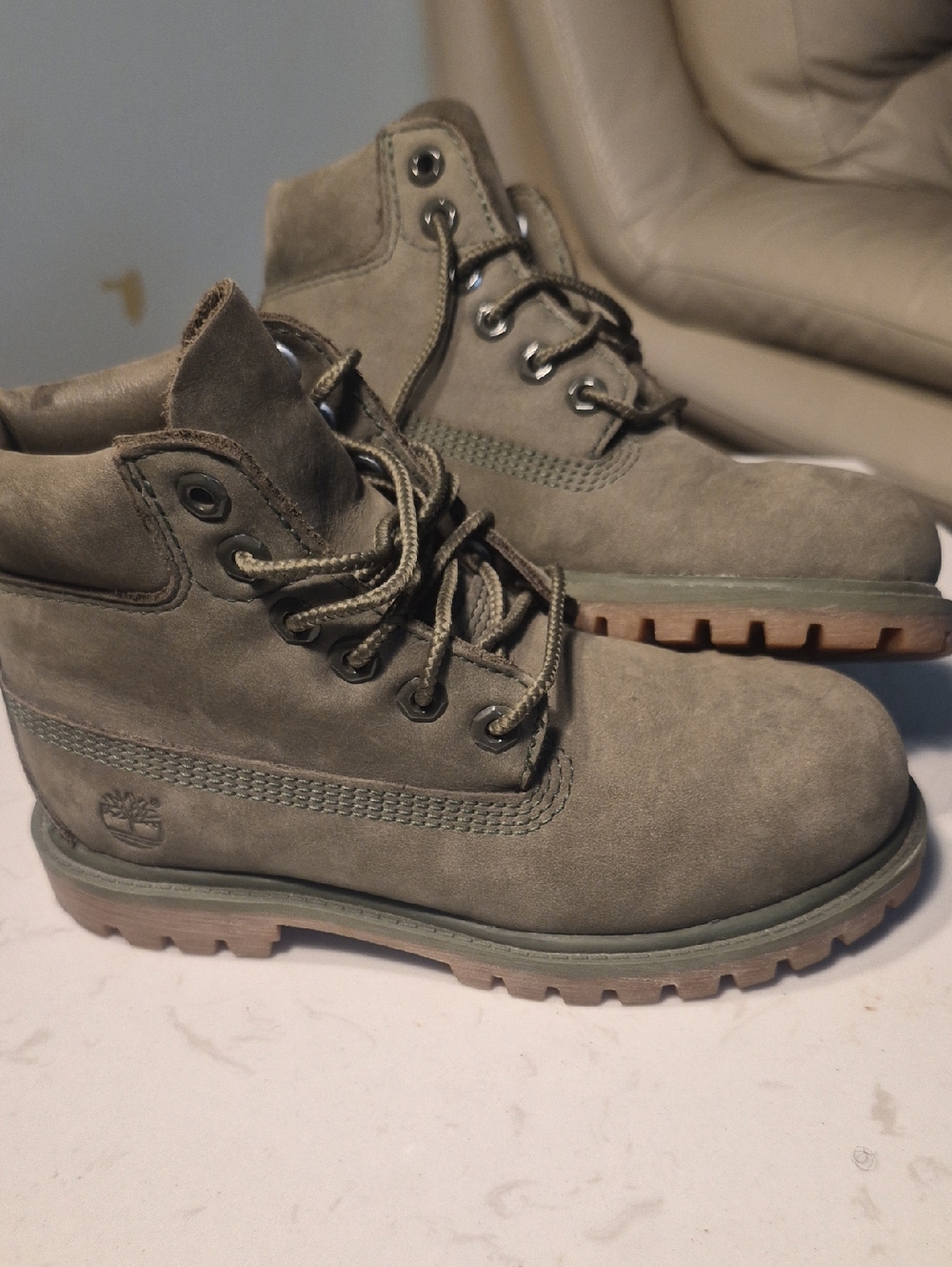Timberland Olive Green Lace-Up Suede Boots